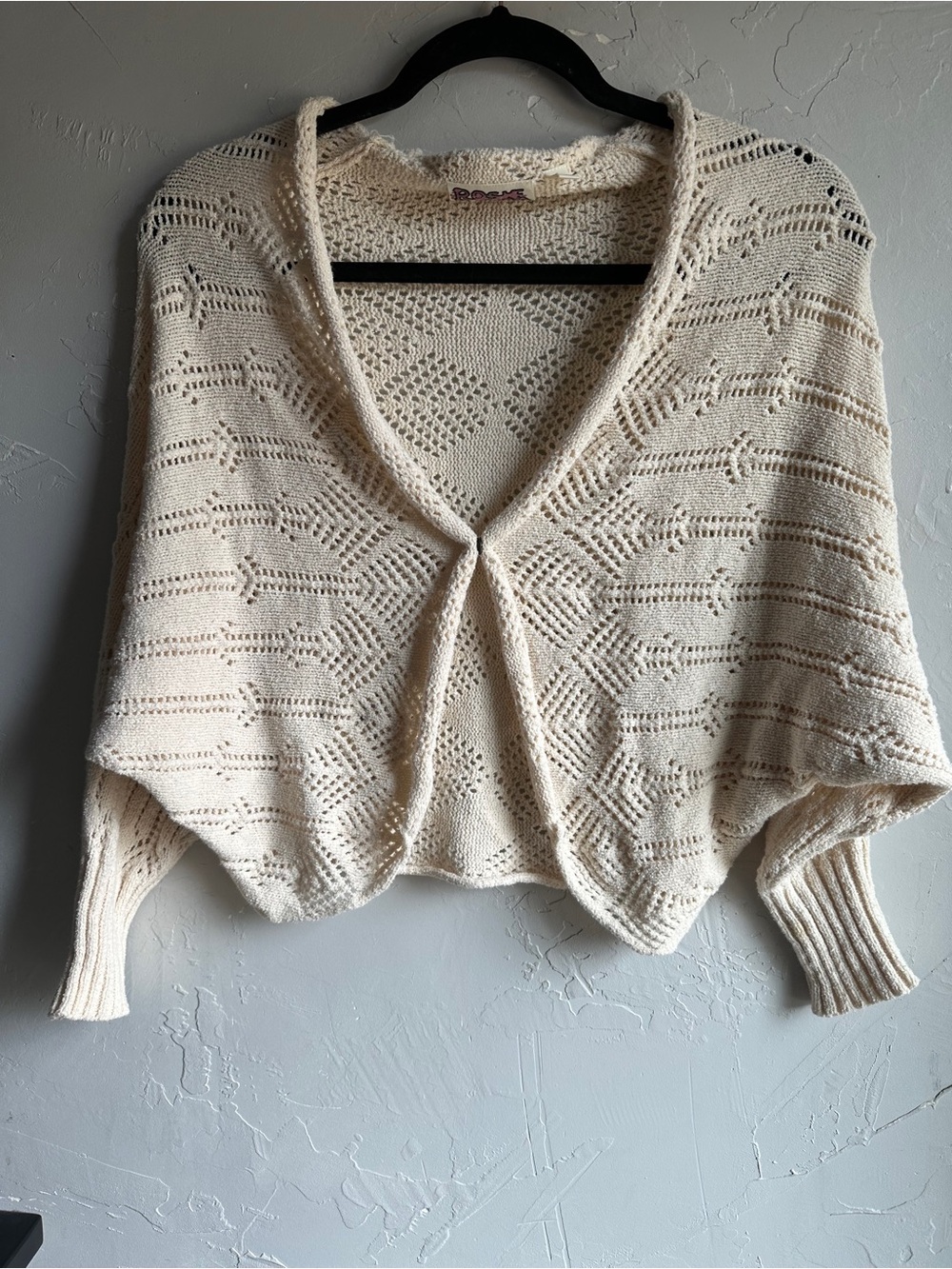 Rosie Neira Anthropologie Crochet Shrug Cardigan Cream Boho Balletcore S